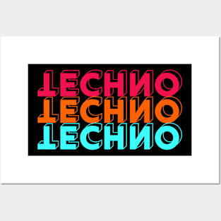 Techno Techno Techno Inverted Typography Posters and Art